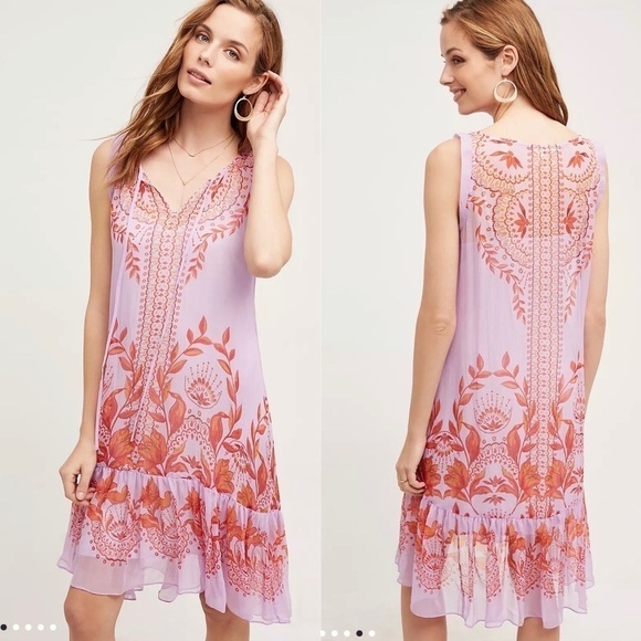 Anthropologie Wisteria Silk Dress 171 - Picture 1 of 12